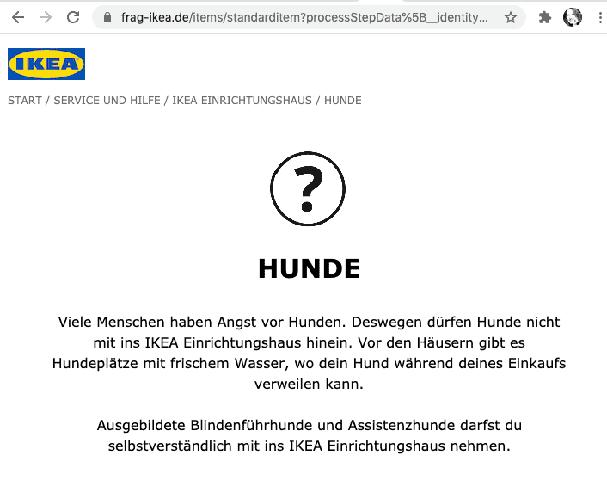 Assistenzhunde erlaubt: Informationen für Besitzer von Begleithunden bei IKEA