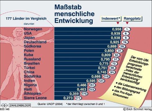 Probleme in Entwicklungsländern: Nahrungsmittelversorgung, Gesundheitswesen, Bildung und Arbeitslosigkeit