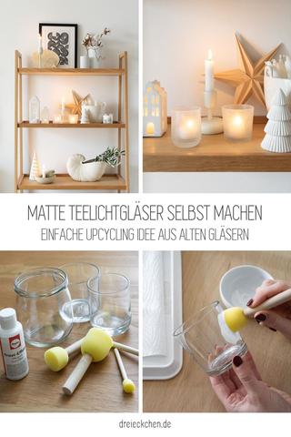 Upcycling-Idee: Matte Teelichtgläser mit Frost-Effekt einfach selber machen Upcycling-Idee: Matte Teelichtgläser mit Frost-Effekt einfach selber machen