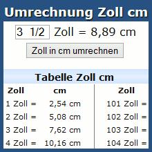 wie viel zentimeter sind 10 8 zoll